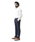 White Mandarin Collar Shirt with Navy Blue Pant – Combo Set - Image 2