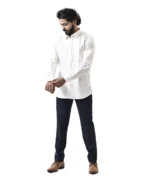 White Spread Collar Shirt with Navy Blue Pant – Combo Set - Image 2