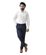 White Spread Collar Shirt with Navy Blue Pant – Combo Set